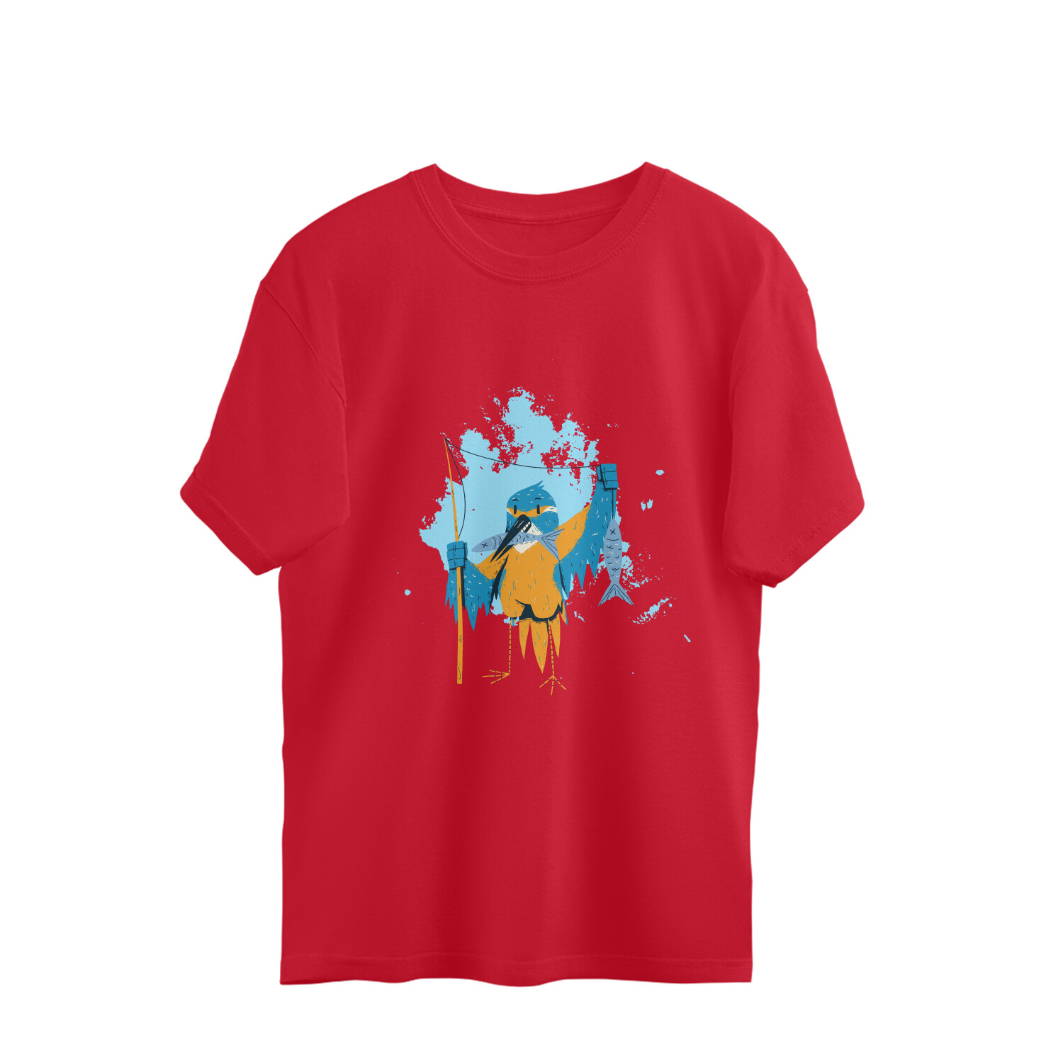 front-6908bd767ba5c-Red_XS_Oversized_T-shirt.jpg kingfisher bird printed oversized t shirt