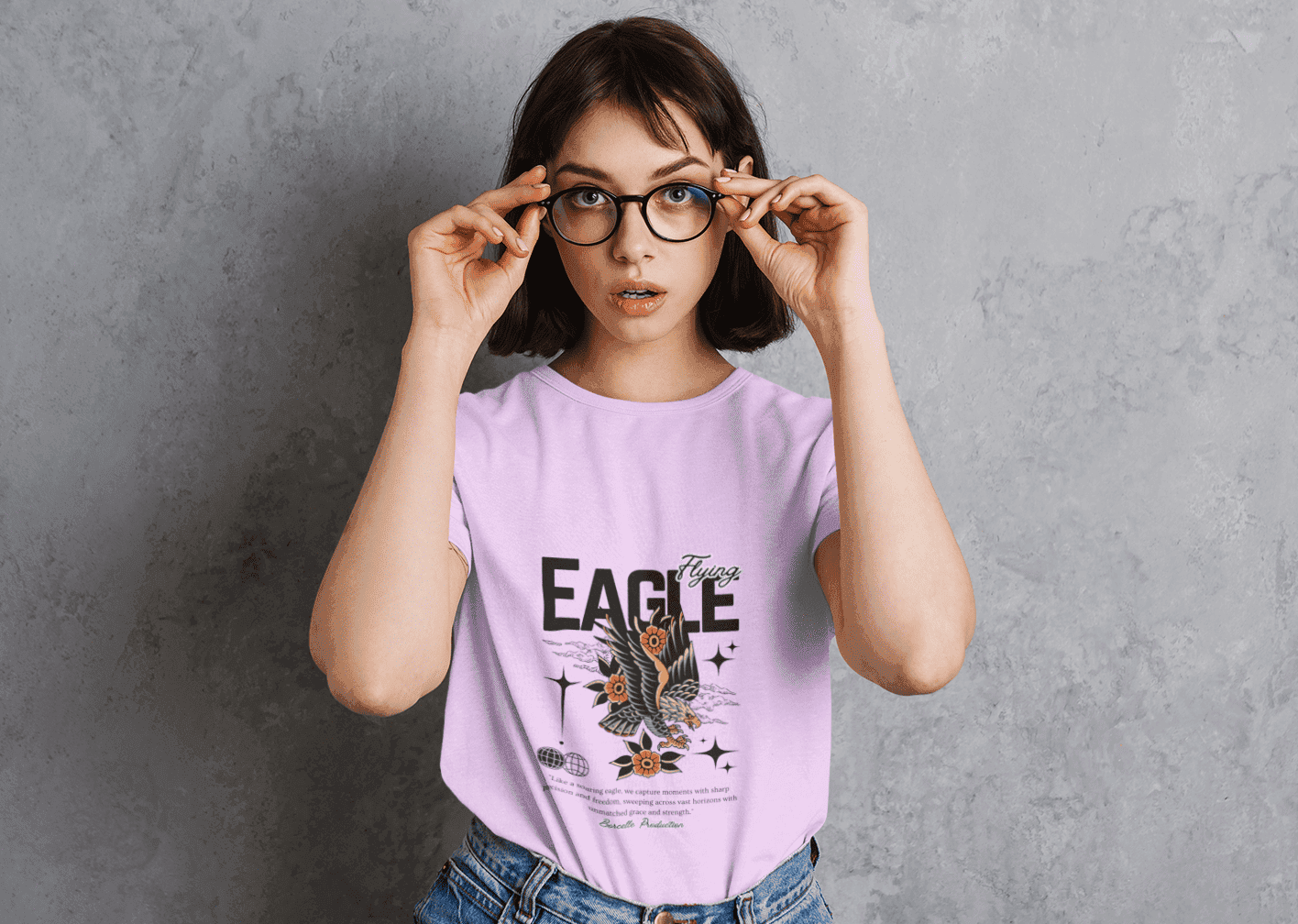 heathered t shirt mockup featuring a woman adjusting her glasses m8437 r el2 (1)