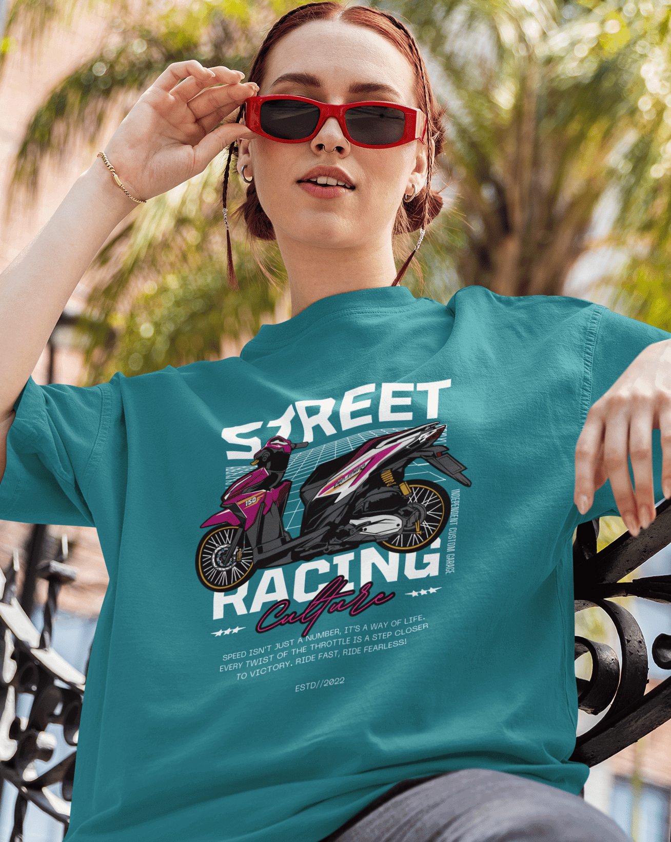 oversized tee mockup of a cool woman with sunglasses posing in the street m55812 (1) (1)